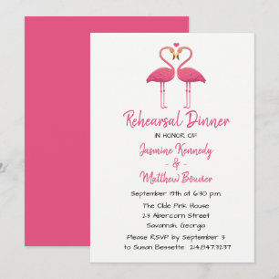 Tropical Pink Rehearsal Dinner Flamingo Wedding Invitation