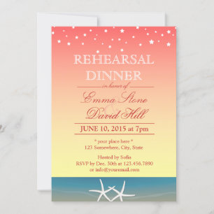 Tropical Pink Summer Beach Rehearsal Dinner Invitation