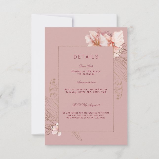Tropical Pink Tracery Details Invitation (Front)