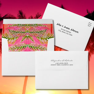 Tropical Pink Watercolor Wedding Invitation Envelope