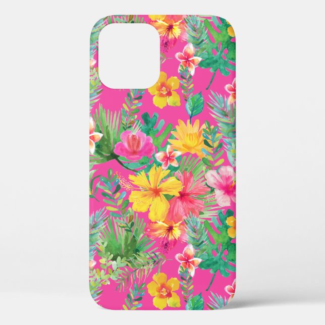 Tropical Pink & Yellow Hibiscus Floral Case-Mate iPhone Case (Back)