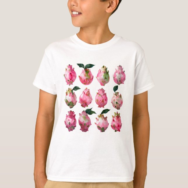 Tropical Pitaya Watercolor Art T-Shirt (Front)