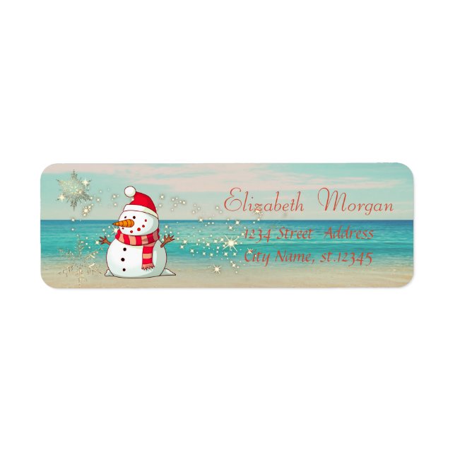 Tropical, Plage, Snowman, Snowflakes (Devant)