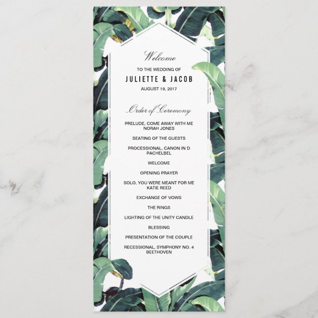 Tropical Plantation Mariage programme de cérémonie (Devant)