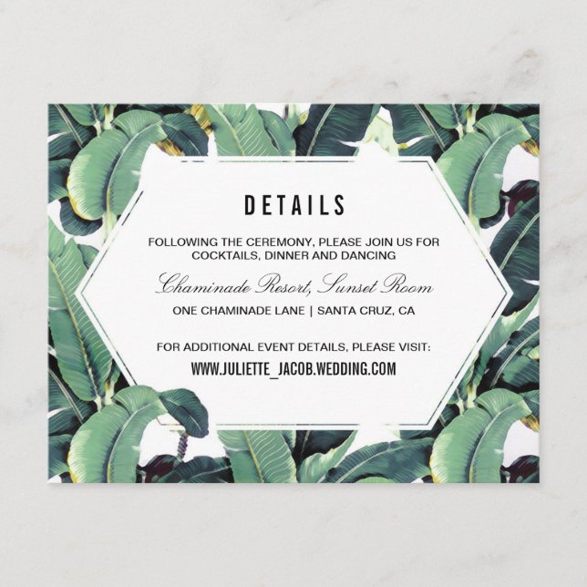 Tropical Plantation Reception Information Card (Front)