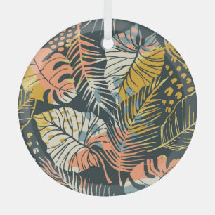 Tropical plants: abstract artistic pattern. glass ornament