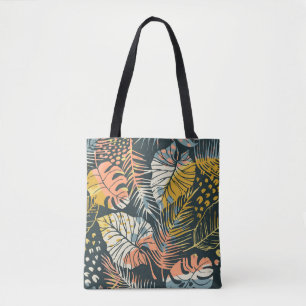 Tropical plants: abstract artistic pattern. tote bag