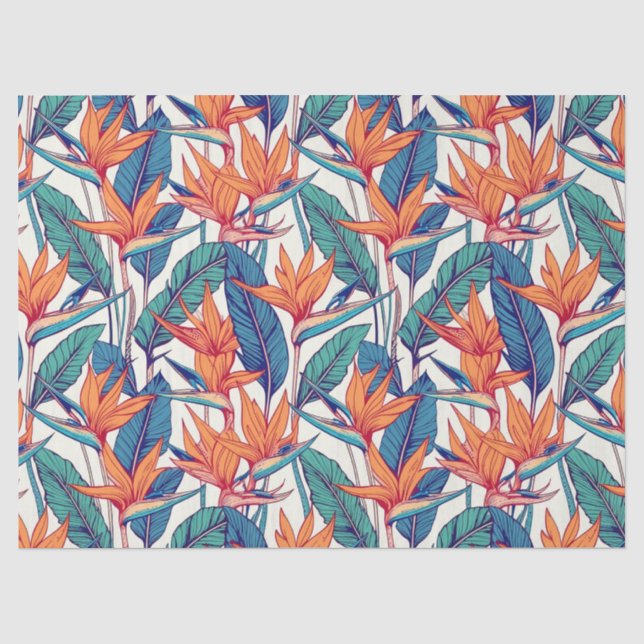 Tropical plants and flowers pattern tissue paper (Front)