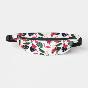 Tropical Plants and Pink Flamingos Customize Fanny Pack