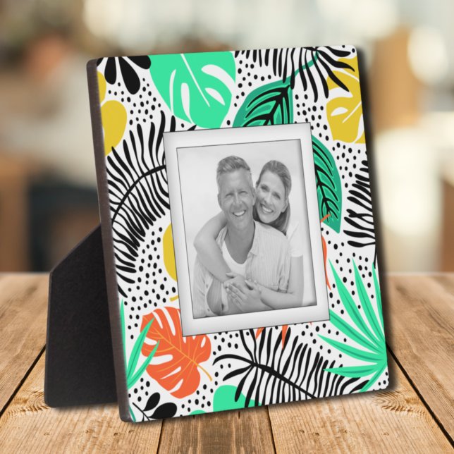 Tropical Plants Dots Pattern Frameless Photo Easel Plaque (Tropical Plants Dots Pattern Frameless Photo Easel Plaque)