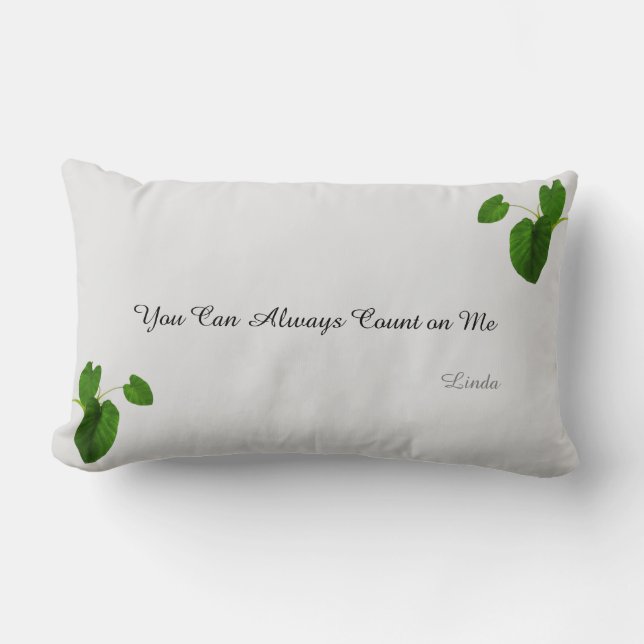 Tropical Plants & Editable Text on Silver Grey Lumbar Pillow (Front)