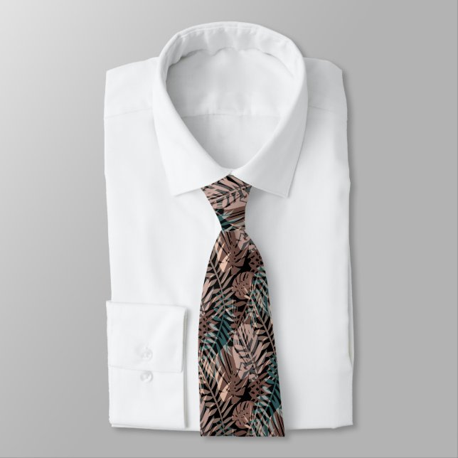 Tropical plants, jungle, tropics , beige ,leaves   tie (Tied)