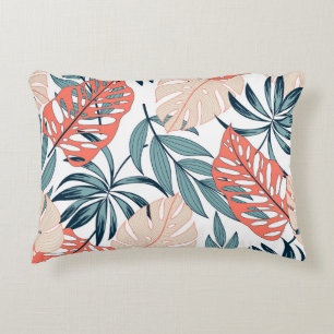 Tropical Plants Leaves Fashion Print Accent Pillow