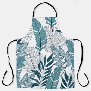 Tropical Plants Leaves Vintage Wallpaper. Apron
