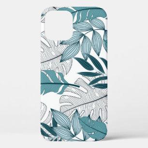 Tropical Plants Leaves Vintage Wallpaper. iPhone 12 Case
