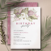 Tropical Plants Magenta Dark Pink Summer Birthday