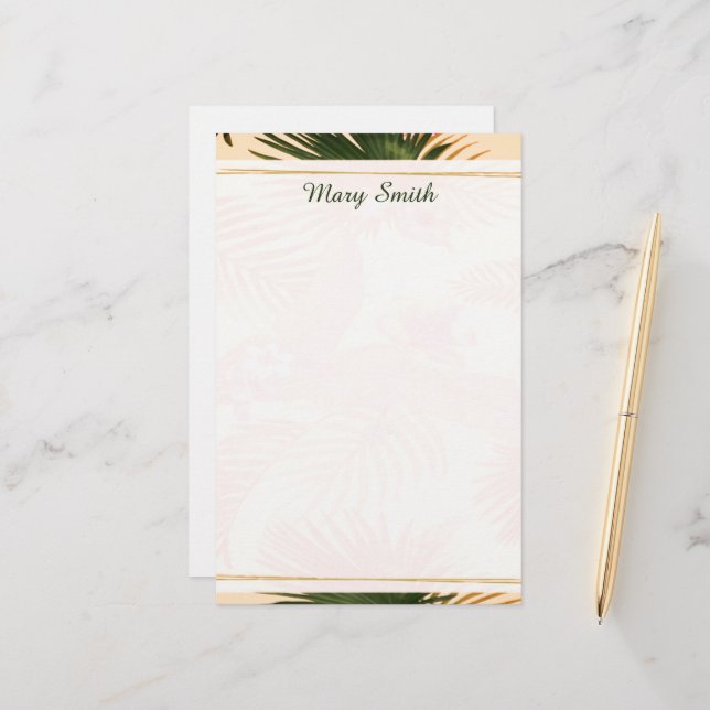 Tropical plants personalized  stationery (Front/Back In Situ)