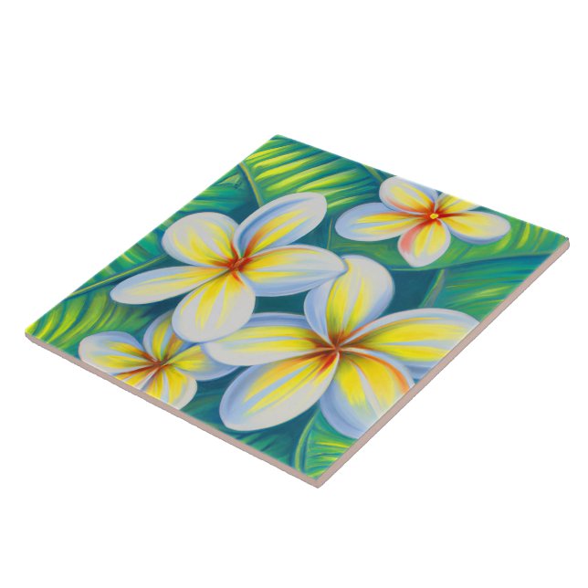 Tropical plumeria art tile (Side)