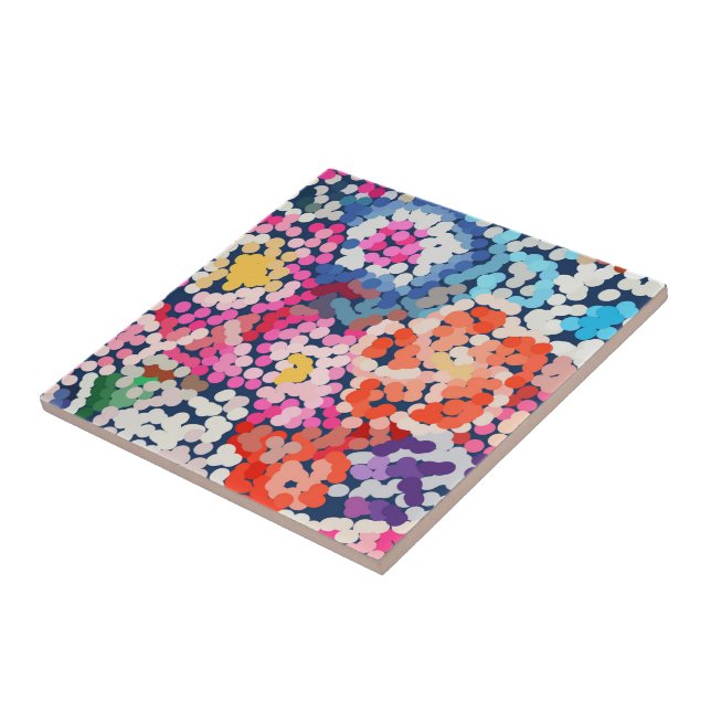 Tropical Plumeria Dotted Spotted Flowers Abstract  Tile (Side)