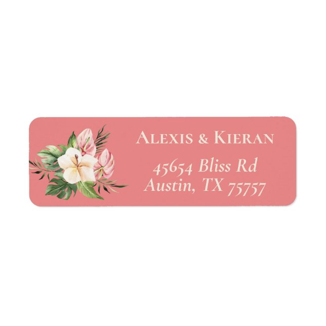 Tropical Plumeria & Flamingo Lily Return Labels (Front)