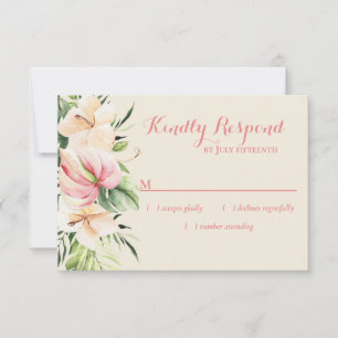 Tropical Plumeria & Flamingo Lily RSVP