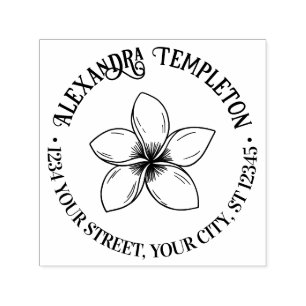 Tropical Plumeria Flower Name Return Address Self-inking Stamp