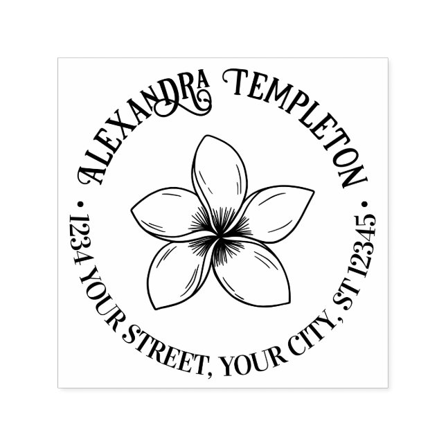 Tropical Plumeria Flower Name Return Address Self-inking Stamp (Design)