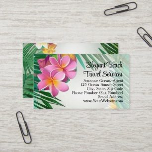 Tropical Plumeria Flower Spa Beach Travel Business Card