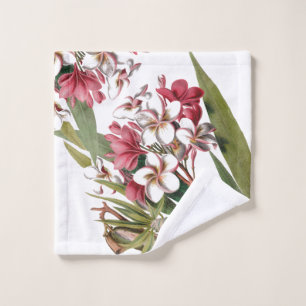 Tropical Plumeria Flowers Bath Towel Set
