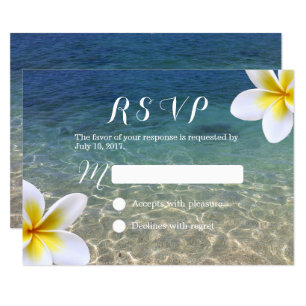 Tropical Plumeria Flowers Beach Wedding RSVP Card