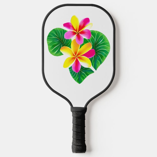 Tropical Plumeria Flowers Pickleball Paddle (Front)
