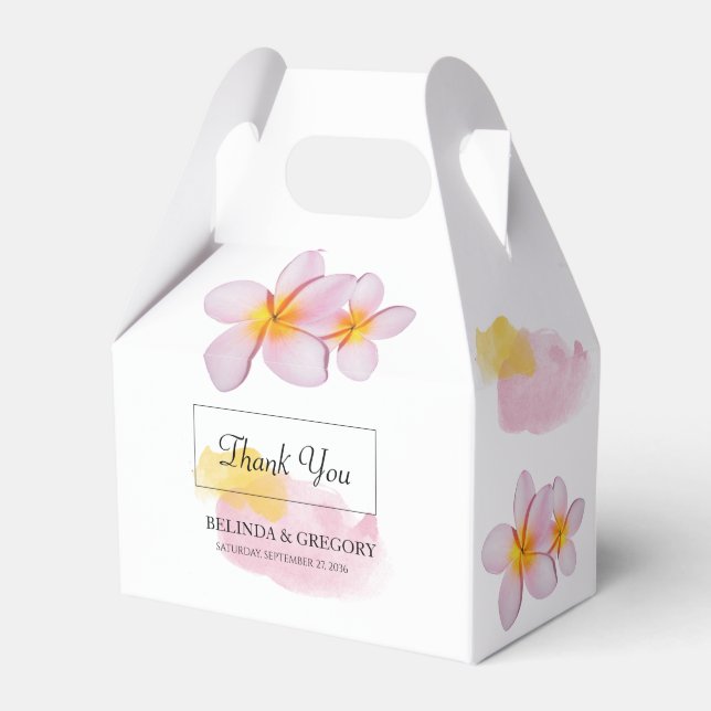 Tropical Plumeria Frangipani Wedding Favor Box (Front Side)