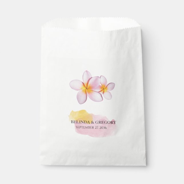 Tropical Plumeria Frangipani Wedding  Favour Bag (Front)