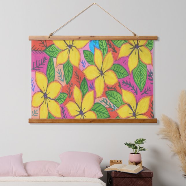 Tropical Plumeria Garden Hanging Tapestry (Bedroom)