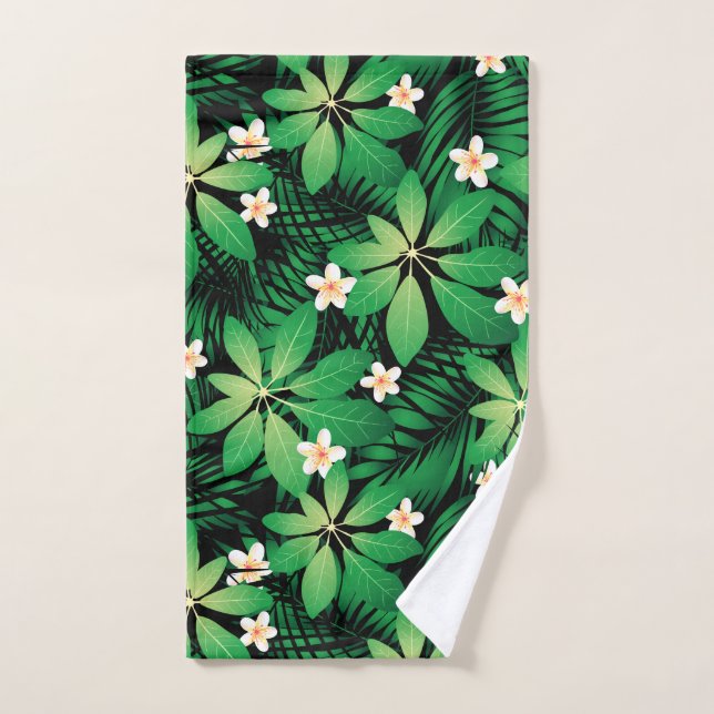 Tropical plumeria lush forest hand towel (Hand Towel)