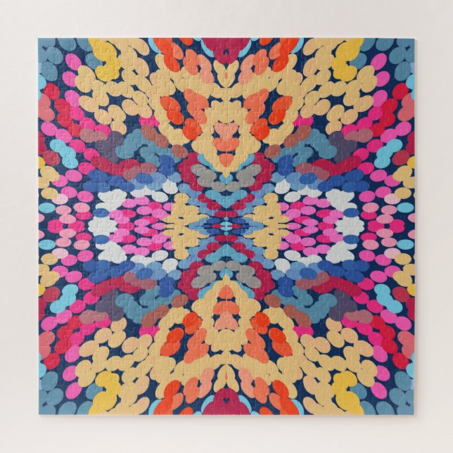 Tropical Plumeria Spotted Flowers Tile Pattern Jigsaw Puzzle (Vertical)