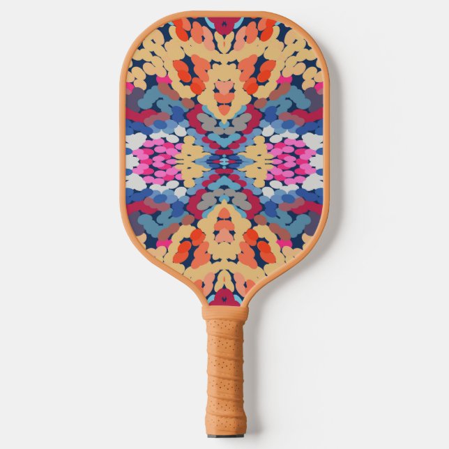 Tropical Plumeria Spotted Flowers Tile Pattern Pickleball Paddle (Front)