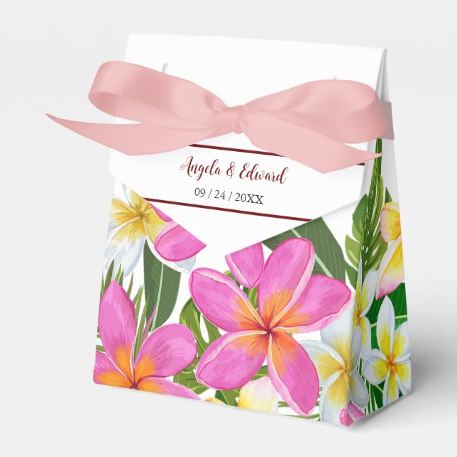 Tropical Plumeria Temple Tree Wedding Favour Box (Front Side)