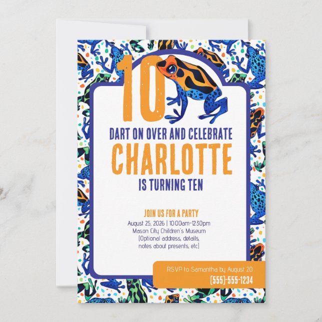 Tropical Poison Dart Frog Birthday Invitation (Front)