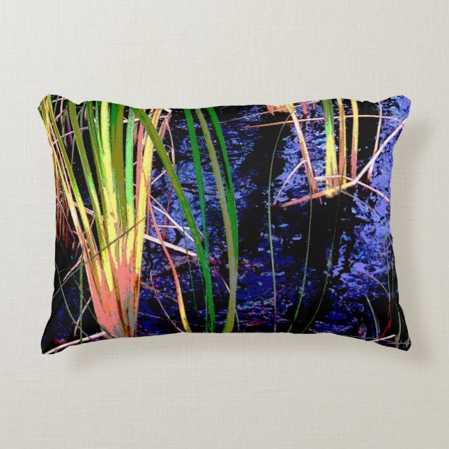 Tropical Pond Grasses Decorative Pillow (Front)