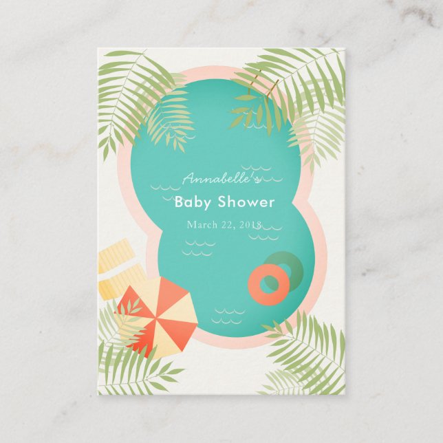 Tropical Pool Party Aloha Baby shower carte consei (Devant)