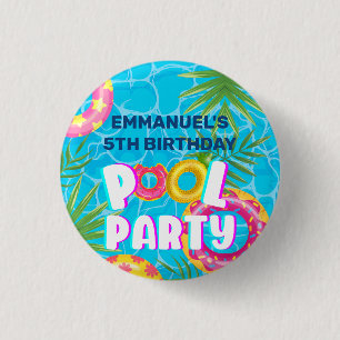 Tropical Pool Party Birthday 1 Inch Round Button