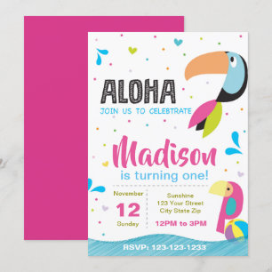 Tropical Pool Party Birthday Invitation