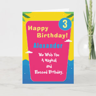 Tropical Pool Party Child Age Personalize  Card