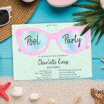 Tropical pool party holographic glasses Sweet 16 I Invitation<br><div class="desc">Modern pool party holographic glasses Sweet 16 with cute and chic trendy pink and holographic sunglasses on a light green water background,  the colour can be changed. A fun and cool summer party invitation</div>