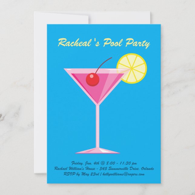 Tropical Pool Party Invitation (Front)