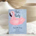 Tropical pool party pink flamingo Sweet 16 Invitation<br><div class="desc">Modern pool party with a pink flamingo floater illustration Sweet 16 on an editable blue water background,  the colour can be changed. A fun and cool summer party invitation</div>