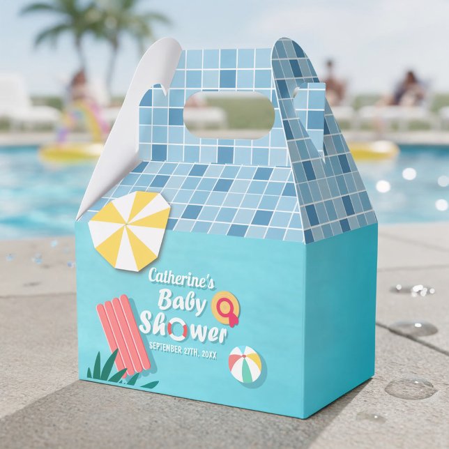 Tropical Pool Party Summer Baby Shower  Favor Box (Creator Uploaded)