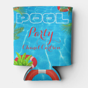 Tropical Pool Party Summer Birthday Can Cooler