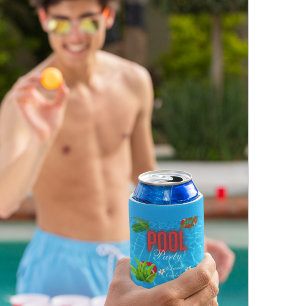 Tropical Pool Party Summer Birthday Can Cooler